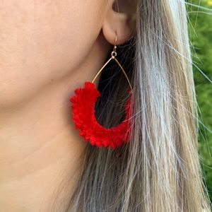 Red Water Drop Tassel Earrings